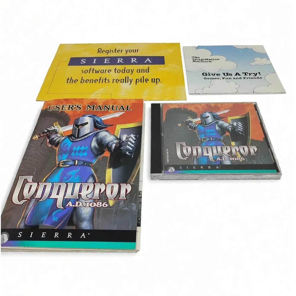 Vintage 1995 Sierra Conqueror A.D. 1086 PC Big Box Game Strategy Simulation CD